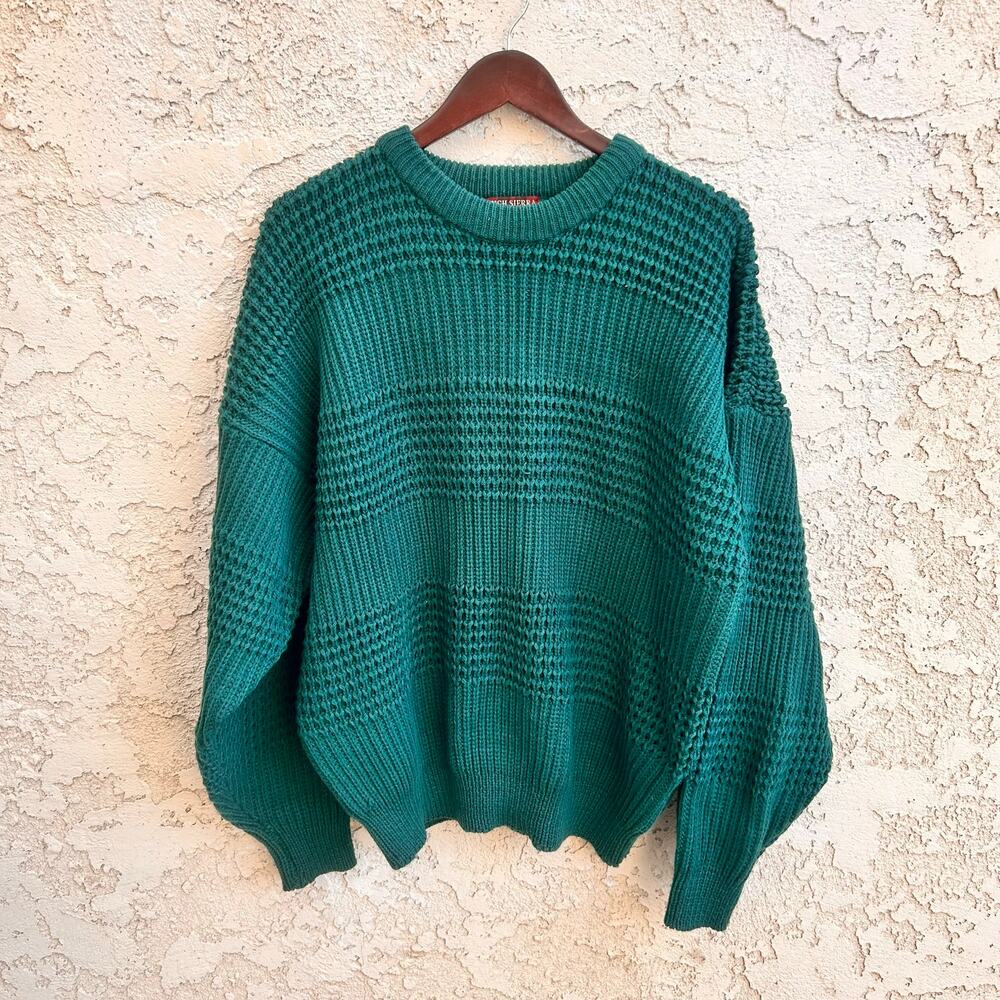 Vintage High Sierra Green Textured Knit Sweater Size Mens XL